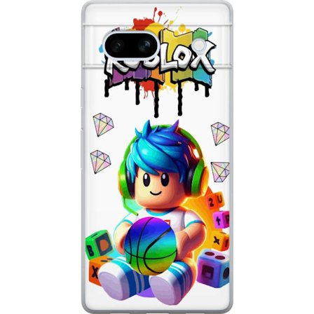 Kompatibelt Mobilskal till Google Google Pixel 7a Färgstark Roblox-illustration med spelkaraktär, leksaker och energi, perfekt för spelentusiaster