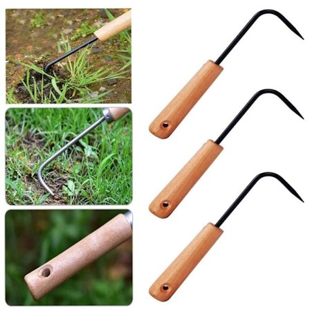 Puutarhan kitkemiskoukku Ruostumaton teräs Yksi kynsi Juurikoukku Ruukutettu Bonsai-huolto Lattiakoukku Huonekalukoukku Puinen koukku-22.5*6*2.5cm, 