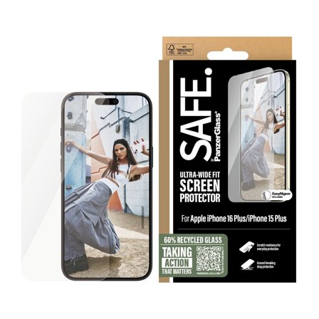 SAFE. by Panzer iPhone 16 Plus | 15 Ultra-Wide Fit Screen Protector PanzerGlass - High quality tempered glass screen protector