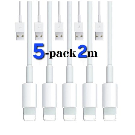 5-pack / 2 meter - Lightning laddningskabel iPhone, Inofficiella originaltillbehör