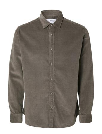 Slhregowen-Cord Shirt Ls Noos Grey Selected Homme