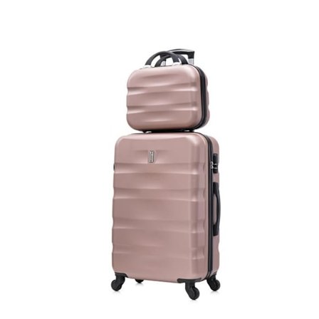 Kuffert Cabin 55x35x25 Easyjet med Vanity Aerowave | Kuffert Cabin 55cm | ABS | Indbygget Lås | Rose Gold