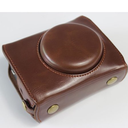 PU-läder halv kameraväska med rem för Canon PowerShot G7 X Mark III