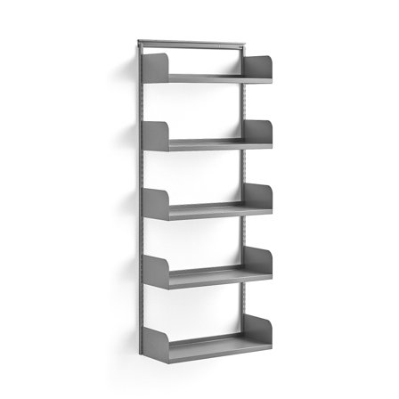 Wandregal SHAPE, Grundmodul, 1951 x 800 x 300 mm, Metall alugrau