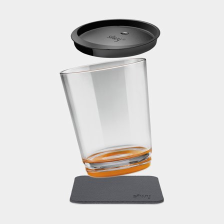 Verre en plastique magnétique Silwy Magnetic Drinking Cup Triple Hup Orange, transparent/orange, 25 cl + sous-verre magnétique + couvercle anti-