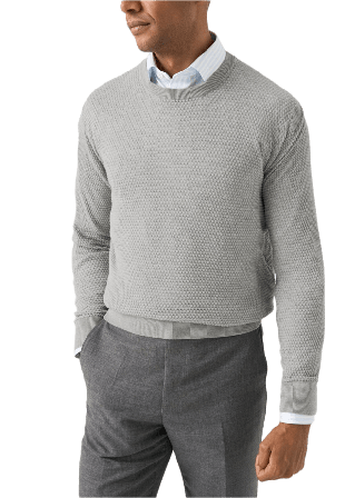 Eton Rundhalsad Strukturerad Stickad Tröja Tröjor Herr Grå L