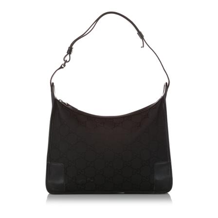 Gucci Vintage, Pre -owned GG Nylon Shoulder Bag Zwart, Dames, Maat:ONE Size