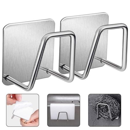 Vaskeskab Køkken Svamp Holder Klæbende Hængende Vask 2 Stykker Super Stabil