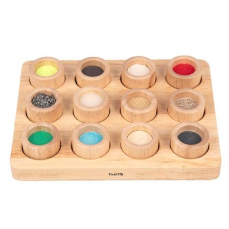 Koulutusleikki - TICKIT - Taktile muistipeli Touch & Match - 12 paria tekstuureja - Sopii yli 3-vuotiaille - Puuta