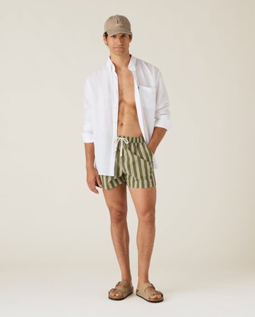 Lexington Stribede badeshorts, grøn/hvid