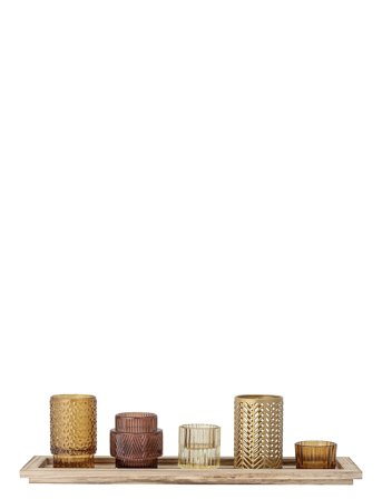 Bloomingville | Elvina Bakke M/Fyrfadsstage, Brun, Glas Sæt Of 6 | ONE SIZE