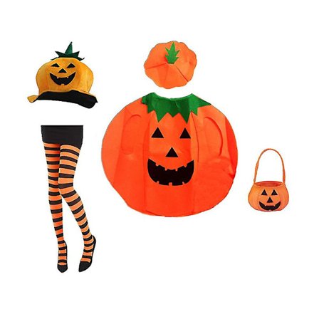 Halloween Pumpa Kostym Pumpa Hatt Halloween Party Dress Up Rekvisita Pumpa Dräkt Strumpbyxor Presentpåse