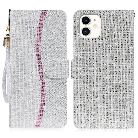 Skalo Iphone 13 Glitter Design Plånboksfodral - Silver Silver