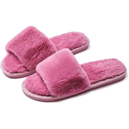 Kvinners lodne tøfler myke og komfortable åpne tå tøfler komfortable 6/6.5UK