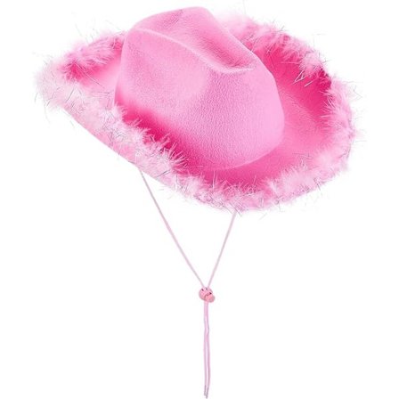 Kvinne Cowboyhatt - Fluffy Fjær Glitter Rosa Cowgirl Hatt Caps Hodeplagg Fancy Dress