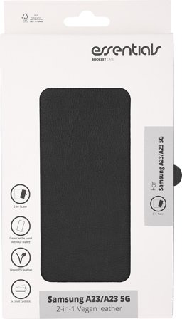 Essentials Samsung Galaxy A23/A23 5G PU w.,detach,3 card, Blk