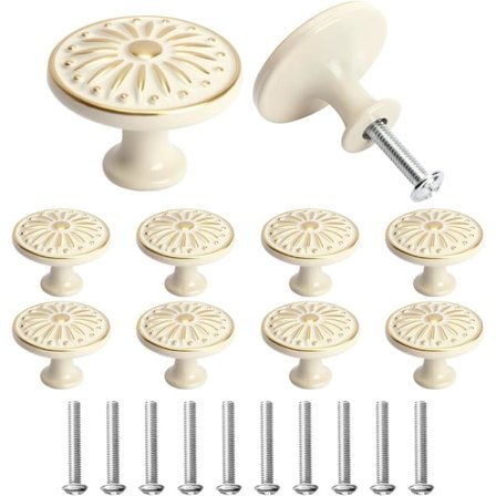 12 stk. vintage skabsknopper, retro bronze skuffeknopper, skabsknop med skruer til skuffe, køkken, badeværelse, garderobe, kommode, diameter 30