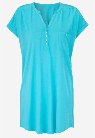 Cellbes of Sweden - Jerseytunika i modalmiks med metalknapper i turkis til damer i størrelse 38/40