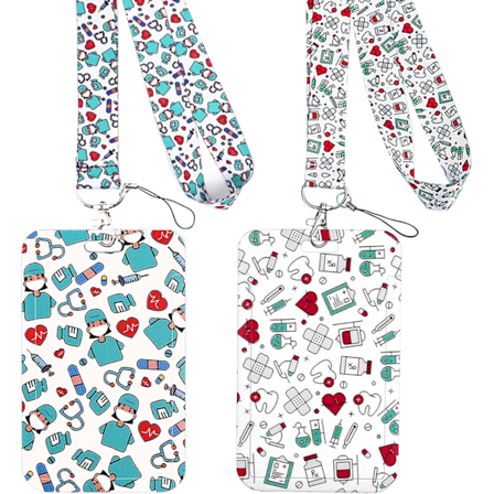 2 Stk. ID-kort Holder Lanyard, Halsrem Kortholder Lanyard, Badgeholder med Rem, Lanyard med Kortholder for ID-nøkler Kontor Mobiltelefon