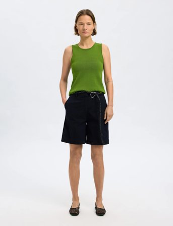 Selected Slfmoon Sus Sl Knit Top B - Green - S