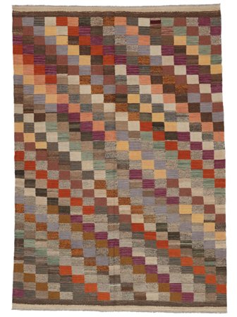 Kelim Ariana Trend Tæppe 204X292 Brun/Mørkerød Uld, Afghanistan Carpetvista