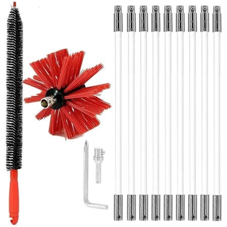 Skorstensrengöringskit, rengöringsverktyg för torktumlare, innerborste för spiskåpa, förlängningsbar och flexibel borste för torktumlarkanal