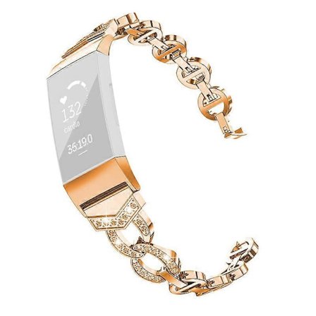 Strassikivikoristeinen alumiiniseoksesta valmistettu korvaava älykellon ranneke Fitbit Charge 6 5 -kelloon (LGL)