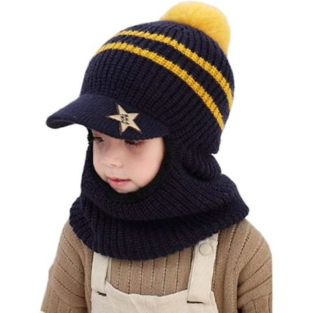 Baby Beanie Skjerf Sett Vinter Varm Lue Strikket Halsvarmer Fle