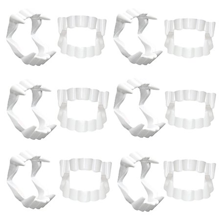 Hvide hugtænder med kranie - Skarpe Dracula-monstertænder til Halloween, festartikler og forsyninger - 6 stk.