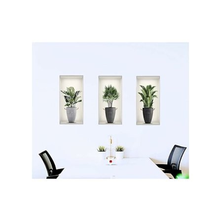 3 stk. aftagelige 3D plante klistermærker DIY vægklistermærker, Art Deco dekoration kontor hjem stue soveværelse vægdekoration KLB