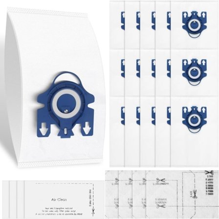 16 kpl Pölynimuripusseja Miele-pölynimureille C2, C3, Classic C1, S400i-S456i, S600-S658i, S2 S5 S8 -sarjan liansäilytyspusseille