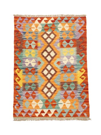 Kilim Afghan Old Style Rug 86X119 Brown/Dark Red Wool, Afghanistan