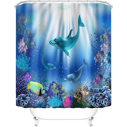 3D digitaltryckt marinliv fisk serie badrum duschdraperi med krok