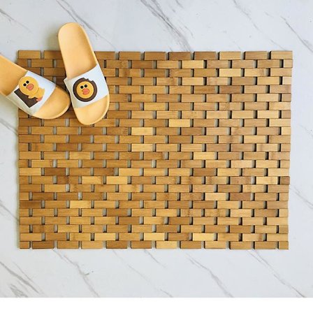 Økologisk Træbademåtte ? 100% Lameller ? Skridsikker Træbademåtte ? Ægte Trægulvtæppe