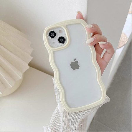 Kompatibel med iPhone 11 Cover, Sødt Krøllet Bølgemønstret Transparent Cover, Transparent Blødt Silikone TPU Stødsikkert Cover - Gul