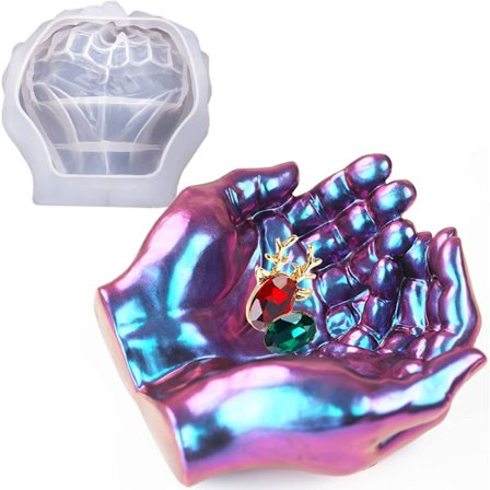 Håndform til Resin, Håndformet Bakke Silikoneform til Epoxy Støbning, DIY Smykkeopbevaringsfad, Lysestage, Sukkulentpotte, 