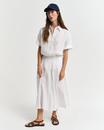 GANT Damen Tonal Seersucker Rock mit Streifen (40) Weiß