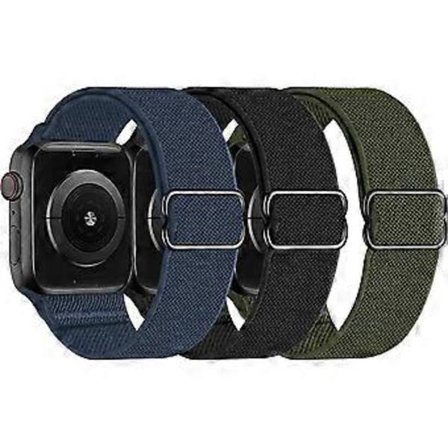 HUUOGUO Elastiske Nylon Solo Loop-bånd Kompatibel med Apple Watch 38mm/40mm/41mm, Justerbare Flettede Sports Elastiske Kvinner Menn Rem for iWatch 