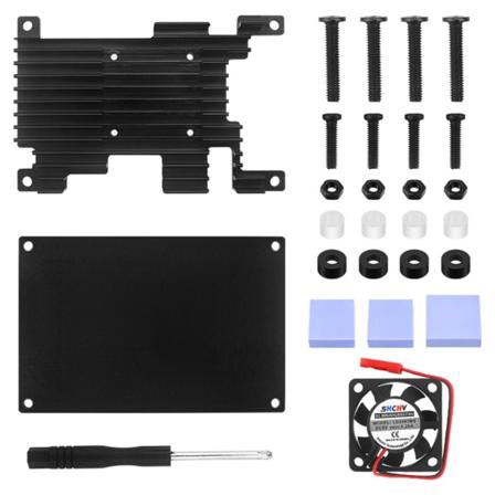 Kjøleleder for etui for Orange Pi 3 Lts aluminiumslegeringsboks for Shell DIY med stillegående kjølevifte Kjøleelementsett