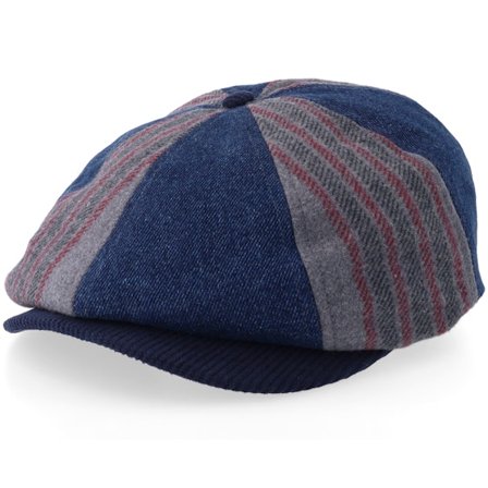 Brixton - Blauw flatcap Cap - Altered Threads Brood Baggy Medium Wash Denim Snap Cap @ Hatstore