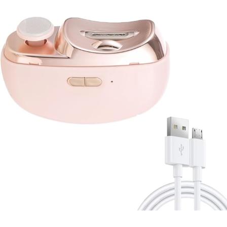 Elektrisk automatisk negleklipper med lys, 2 i 1 fingerneglskærer og polermaskine USB genopladelig, sikker fingernegls trimmer pink Pink