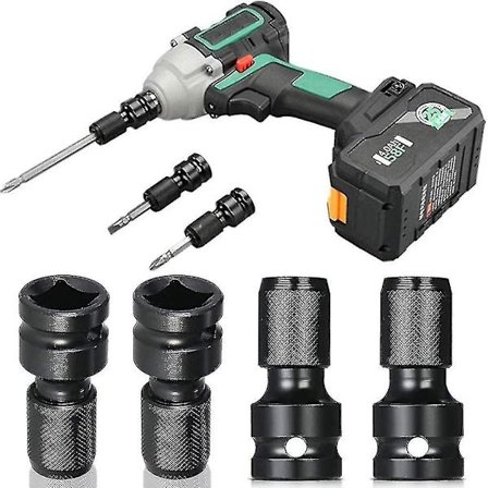 4 stk. Slagadapter 1/2 firkantdrev til 1/4 sekskant skaft adapter Hurtigudløser chuck konverter feng