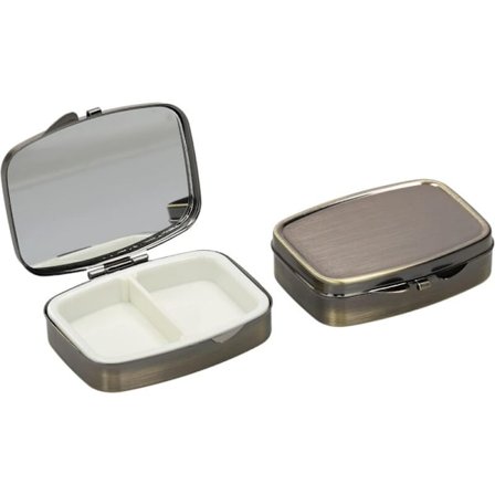 2x pillerirasia 2 lokeroa - 2x mini tablettirasia lokeroilla - Kannettava pillerisäilytys lääkkeille matkoille toimistoon - pronssi