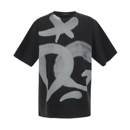 Dolce & Gabbana Graffiti Black T-Shirt Sort, Herre T-shirts