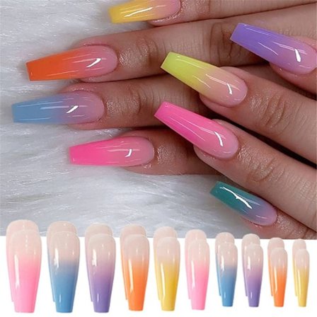 24 st Gradient Color Rainbow Kids Snap Nails Förlim