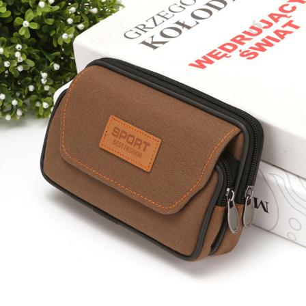 Miesten naiset Fanny Pack -vyölaukku 6,5 tuuman matkapuhelimen vyön kulutusta kestävä rakennustyömaavyö phone case Horizontal style in brown