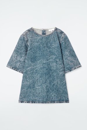 COS Women's Short Sleeve Washed Denim Top in Blue