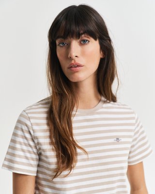 GANT - Striped Shield T-skjorte til dame dry sand