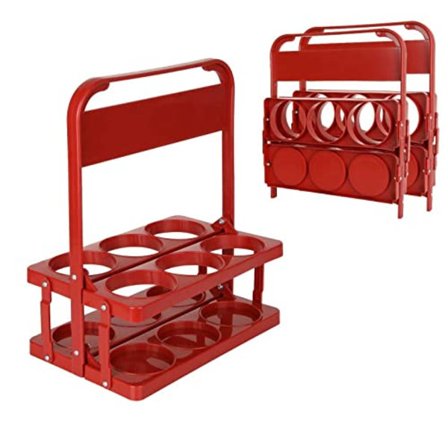 Bærbar Flaskeholder Kurv Foldbar Plastikholder Kopholder Drikkevare Ølholder rød