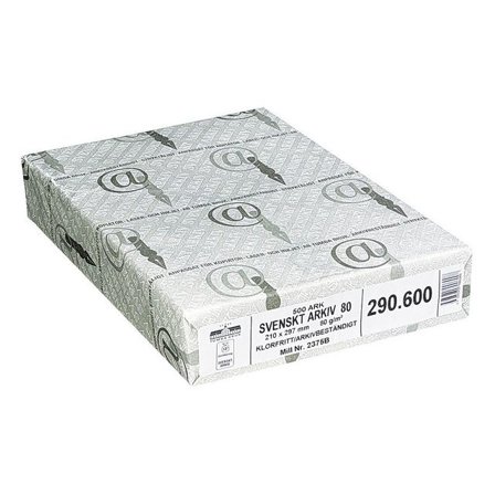 Arkivpapper Svenskt Arkiv A4 100g ohålat 500/fp - Lyreco - Kontorspapper - Specialpapper - Arkivbeständigt
